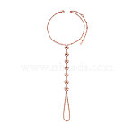Brass Toe Ring Anklets, Barefoot Sandles, with Cable Chains, Daisy, Rose Gold, 7-7/8 inch(20cm)(JA107B)