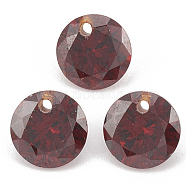 Cubic Zirconia Charms, Faceted, Flat Round, Dark Red, 8x4.5mm, Hole: 1mm(ZIRC-N033-A-05)