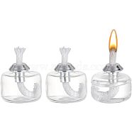 3 Sets Glass Alcohol Burner, with Aluminum Alloy Caps, Cotton Cord Wick, for Lab Supplies, Make Tea or Coffee, Clear, 29.5x50mm, Capacity: 8ml(0.27fl. oz)(AJEW-CA0002-43)