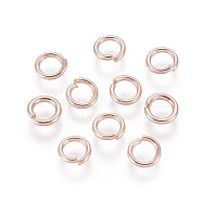 304 Stainless Steel Open Jump Rings, Rose Gold, 18 Gauge, 6x1mm, Inner Diameter: 4mm(X-STAS-O098-02RG-02)