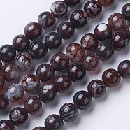 Natural Agate Beads Strands, Dyed & Heated, Grade A, Round, Coffee, 8~8.5mm, Hole: 1.2mm, about 48pcs/strand, 15.1 inch(38.5cm)(G-G754-05-8mm)