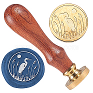 Wax Seal Stamp Set, 1Pc Golden Tone Sealing Wax Stamp Solid Brass Head, with 1Pc Wood Handle, for Envelopes Invitations, Gift Card, Bird, 83x22mm, Stamps: 25x14.5mm(AJEW-WH0208-1117)