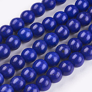 1 Strand Dyed Medium Blue Round Synthetic Turquoise Beads Strands, 6mm, Hole: 1mm, about 67pcs/strand, 15.75 inch(X-TURQ-G106-6mm-02N)