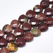 Natural Red Rainbow Jasper Beads Strands, Faceted, Heart, 10x10x5mm, Hole: 1.2mm, about 20pcs/strand, 7.4 inch(G-S357-E01-02)