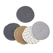 Mega Pet 12Pcs 2 Style Cotton Thread Weave Hot Pot Holders, Flat Round, Mixed Color, 12pcs/bag(AJEW-MP0001-33)