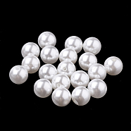 ABS Plastic Imitation Pearl Beads, Half Drilled Beads, Round, White, 8mm, Half Hole: 1.4mm, about 2000pcs/bag(OACR-R067-8mm-01)
