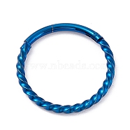 Twisted Ring Hoop Earrings for Girl Women, Chunky 304 Stainless Steel Earrings, Blue, 14.7x1.2mm, 16 Gauge(1.3mm)(STAS-D453-01A-04)