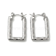 304 Stainless Steel Hoop Earrings for Women, Bamboo, Stainless Steel Color, 26x16x3mm(EJEW-Z026-26P)