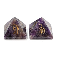 Natural Amethyst Pyramid Healing Figurines, Reiki Stones Statues for Energy Balancing Meditation Therapy, 35x35x30.5mm(G-A091-01H)