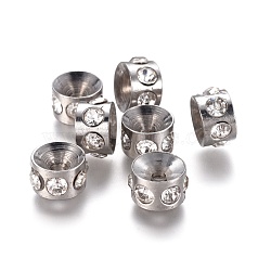 304 Stainless Steel Rhinestone Beads, Column, 8x5mm, Hole: 1.8mm(STAS-E474-54C-P)