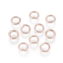 304 Stainless Steel Open Jump Rings, Rose Gold, 18 Gauge, 6x1mm, Inner Diameter: 4mm(X-STAS-O098-02RG-02)