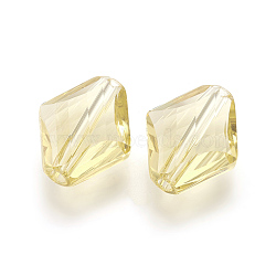 Imitation Austrian Crystal Beads, Grade AAA, Faceted, Rhombus, Light Goldenrod Yellow, 14~14.5x12x5~7mm, Hole: 0.9~1mm(SWAR-F080-12x14mm-28)
