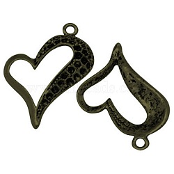 Tibetan Style Open Heart Pendant Rhinestone Settings, Lead Free, Antique Bronze, 47x36x4mm, Hole: 2mm(X-TIBEB-A101555-AB-LF)