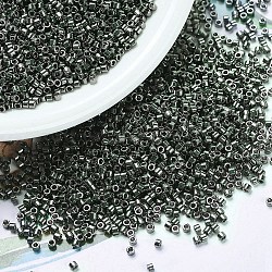 MIYUKI Delica Beads, Cylinder, Japanese Seed Beads, 11/0, (DB0457) Galvanized Dark Steel Green, 1.3x1.6mm, Hole: 0.8mm, about 10000pcs/bag, 50g/bag(SEED-X0054-DB0457)