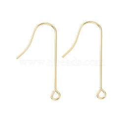 316 Surgical Stainless Steel Earring Hooks, Ear Wire, with Horizontal Loops, Real 18K Gold Plated, 28mm, Hole: 1.8mm, Pin: 0.7mm(X-STAS-E027-02B-G)