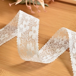 9M Polyester Flower Lace Ribbons, Garment Accessories, Gift Packaging, White, 1-1/8 inch(30mm), about 9.84 Yards(9m)/Roll(PW-WG14194-01)