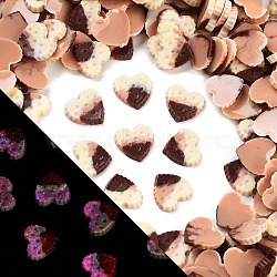 Luminous Resin Imitation Chocolate Decoden Cabochons, Glow in the Dark, Linen & Coconut Brown, Heart, 9x9.5x2mm(RESI-K036-28B-01)