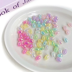 Opaque Acrylic European Beads, Large Hole Beads, Imitation Jelly, Faceted, Barrel, Mixed Color, 13x9.5mm, Hole: 5mm(OACR-F010-24)