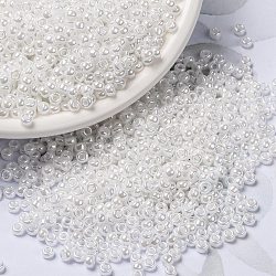 MIYUKI Round Rocailles Beads, Japanese Seed Beads, (RR420) White Pearl Ceylon, 8/0, 3mm, Hole: 1mm, about 422~455pcs/10g(X-SEED-G008-RR0420)