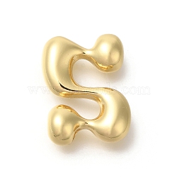 Rack Plating Brass Beads, Balloon Letter, for Personalized Name Necklaces Making, Long-Lasting Plated, Lead Free & Cadmium Free, Real 18K Gold Plated, Letter S, 23.5x17x6.5mm, Hole: 2mm(KK-S051-01G-S)