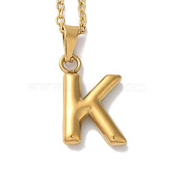 PVD Vacuum Plating 201 Stainless Steel Necklaces, Letter, Letter K, 17.80 inch(45.2cm), Pendant: 22.6x11x3mm(NJEW-H033-01G-K)