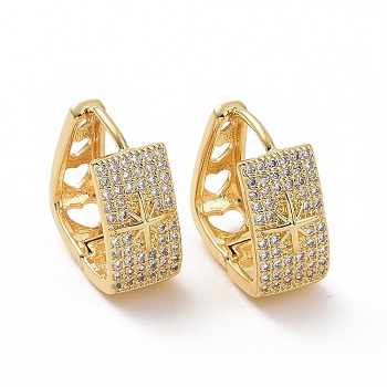 Clear Cubic Zirconia Trapezoid with Star Hoop Earrings, Brass Jewelry for Woman, Golden, 19x18x5~8.5mm, Pin: 1mm