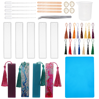 Olycraft DIY Bookmarks Making, with Polyester Tassel Decorations, Disposable Latex Finger Cots, 100ml Measuring Cup, Iron Beading Tweezers, Disposable Plastic Transfer Pipettes, Mixed Color