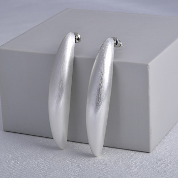 Banana Brass Stud Earrings for Women, Silver, 57x10mm