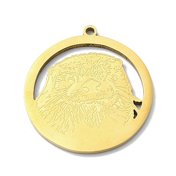 201 Stainless Steel Pendants, Laser Cut,  Lutra Charm, Golden, 27x25x1mm, Hole: 1.5mm