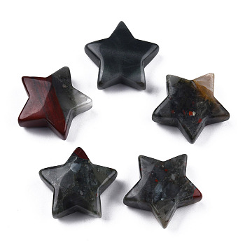 Natural Bloodstone Agate Star Shaped Worry Stones, Pocket Stone for Witchcraft Meditation Balancing, 30x31x10mm