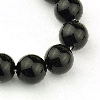 Synthetic Black Stone Beads Strands, Dyed, Round, Black, 14mm, Hole: 1.2mm,  about 29pcs/strand, 15.5 inch