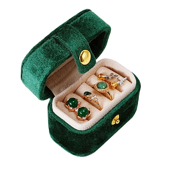 Velvet Ring Box, Jewelry Organizer, Rectangle, Dark Green, 6.5x3.9x5cm
