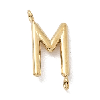 304 Stainless Steel Letter Connector Charms, Real 14K Gold Plated, Letter M, 12x5.5x2mm, Hole: 1.2mm