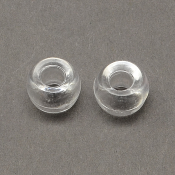 Transparent Acrylic European Beads, Large Hole Barrel Beads, Clear, 9x6mm, Hole: 4mm, about 1800pcs/500g
