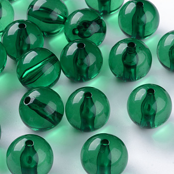 Transparent Acrylic Beads, Round, Green, 20x19mm, Hole: 3mm, about 111pcs/500g