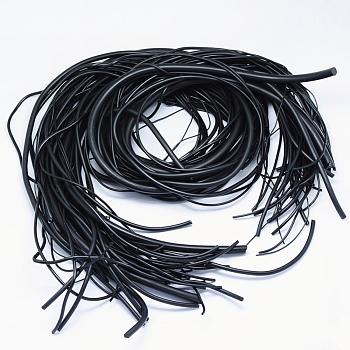 Mixed Style Synthetic Rubber Cord, Hollow & No Hole/Solid, Black, 39.37 inch(1m), 1~8mm, Hole: 1mm, about 1.09 yards(1m)/strand, about 520g/bag, 50strands/bag