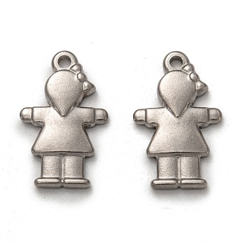 304 Stainless Steel Pendants, Girl, Stainless Steel Color, 21.5x13.5x2.5mm, Hole: 1.8mm