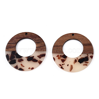 Transparent Resin & Walnut Wood Pendants(RESI-TAC0017-74-B02)-2