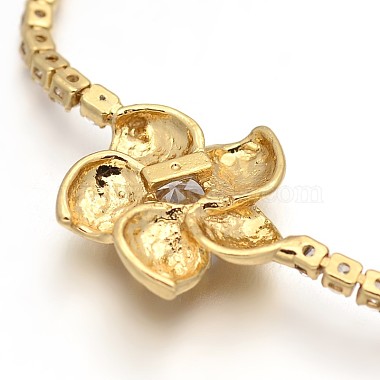 Golden Plated Brass Cubic Zirconia Cup Chain Bracelets(BJEW-H0001-04G)-4
