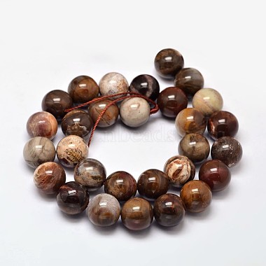 Natural Petrified Wood Round Bead Strands(G-F266-08-12mm)-2