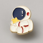 Spaceman with Star Alloy Enamel Lapel Pin Backs, for Backpack Clothes, Golden, 26.5x19.5mm(JEWB-TAC0016-01-1)