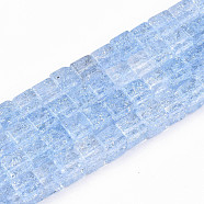 Crackle Glass Beads, Dyed & Heated, Square, Cornflower Blue, 6x6x6mm, Hole: 1.4mm, about 60~61pcs/strand, 14.96 inch(38cm)(GLAA-S192-005E)
