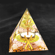 Viking Rune Symbol-Gift Orgonite Pyramid Resin Display Decorations, with Natural Rose Quartz Chips Inside, for Home Office Desk, 50~60mm(DJEW-PW0006-02K)