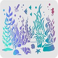 Large Plastic Reusable Drawing Painting Stencils Templates, for Painting on Scrapbook Fabric Tiles Floor Furniture Wood, Rectangle, Ocean Themed Pattern, 297x210mm(DIY-WH0202-228)