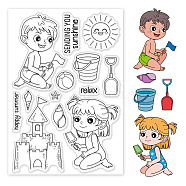 PVC Plastic Stamps, for DIY Scrapbooking, Photo Album Decorative, Cards Making, Stamp Sheets, Castle Pattern, 16x11x0.3cm(DIY-WH0167-56-775)
