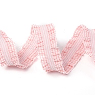 Lattice Double Ruffle Elastic Nylon Ribbon, Webbing Garment Sewing Accessories, Pink, 1 inch(24mm), about 50yards/roll(45.72m/roll)(NWIR-O010-03I)