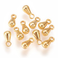 Brass Charms, Chain Extender Drop, Teardrop, Long-Lasting Plated, Golden, 6x3mm, Hole: 1.2mm(KK-E759-05G)