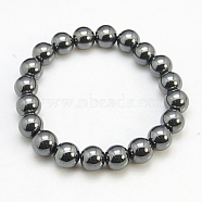Non-Magnetic Synthetic Hematite Beaded Ball Bracelets, Black, 62mm(BJEW-D088-7)