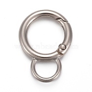 Alloy Spring Gate Ring, with Loop, Circle Key Rings, for Handbag Ornaments Decoration, Cadmium Free & Lead Free, Platinum, 33x24x3.5mm, Hole: 9x7mm(KEYC-H109-03C-P)