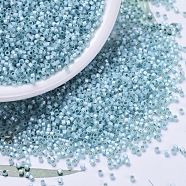 MIYUKI Delica Beads, Cylinder, Japanese Seed Beads, 11/0, (DB0628) Dyed Aqua Silver Lined Alabaster, 1.3x1.6mm, Hole: 0.8mm, about 2000pcs/10g(X-SEED-J020-DB0628)